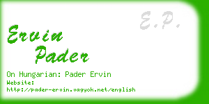 ervin pader business card